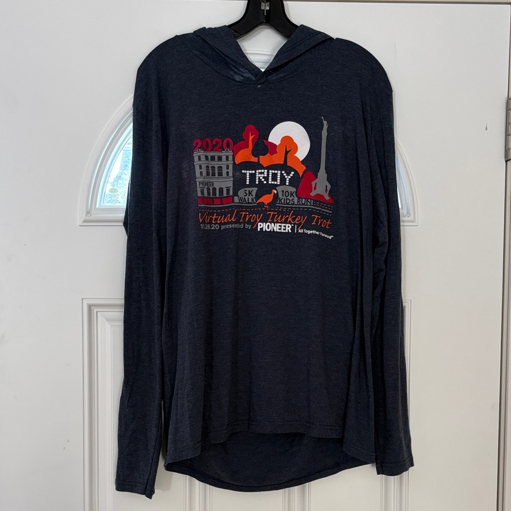 PIONEER Gray Tee with Colorful Turkey Trot Graphic